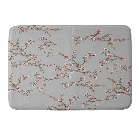 Monika Strigel SAKURA LOVE PEACH AND GREY Memory Foam Bath Mat