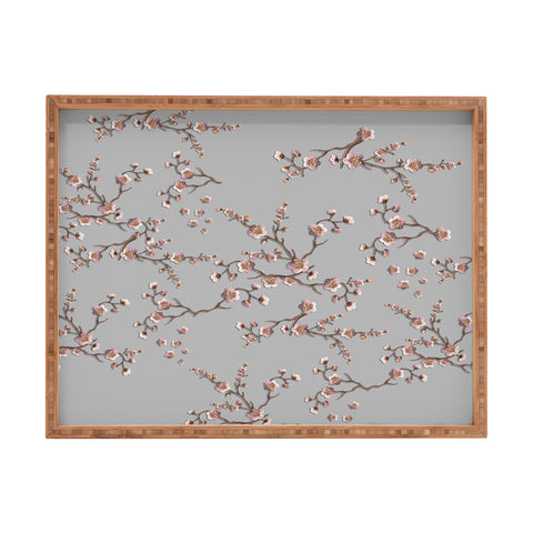 Monika Strigel SAKURA LOVE PEACH AND GREY Rectangular Tray