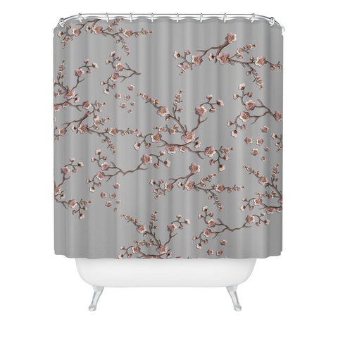 Monika Strigel SAKURA LOVE PEACH AND GREY Shower Curtain