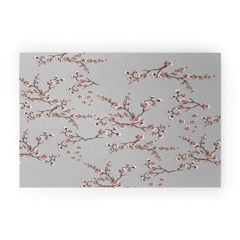 Monika Strigel SAKURA LOVE PEACH AND GREY Welcome Mat