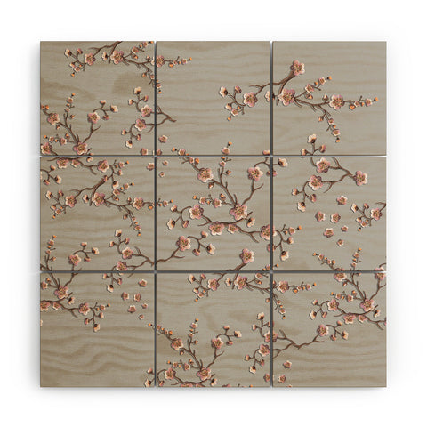 Monika Strigel SAKURA LOVE PEACH AND GREY Wood Wall Mural