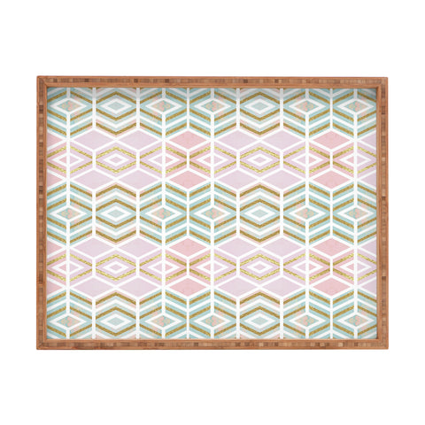 Monika Strigel SHABBY DIAMONDS PASTEL AND GOLD Rectangular Tray