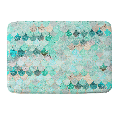 Monika Strigel SUMMER MERMAID MINT AND GOLD Memory Foam Bath Mat