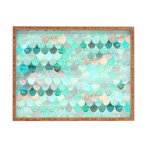 Monika Strigel SUMMER MERMAID MINT AND GOLD Rectangular Tray