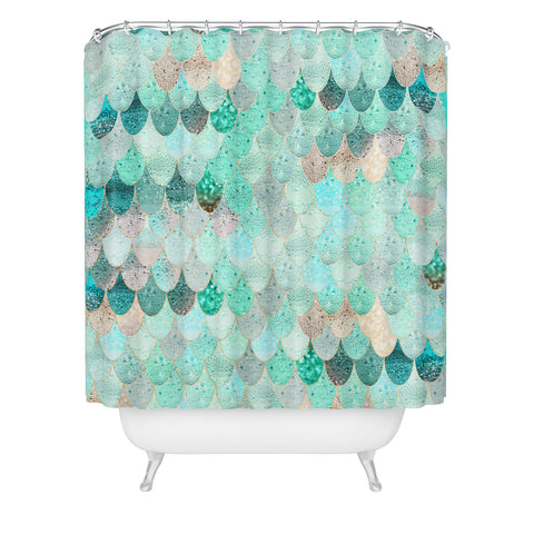 Monika Strigel SUMMER MERMAID MINT AND GOLD Shower Curtain