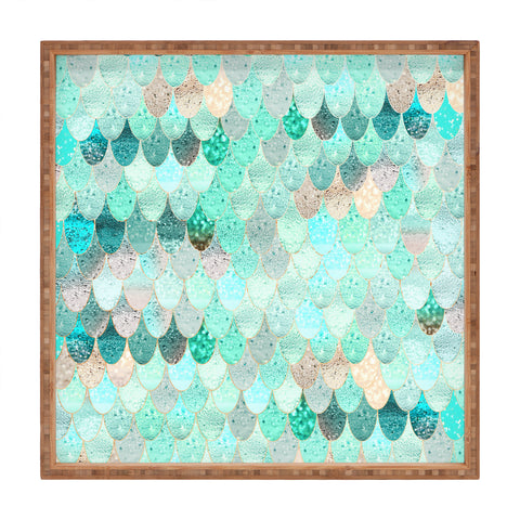 Monika Strigel SUMMER MERMAID MINT AND GOLD Square Tray