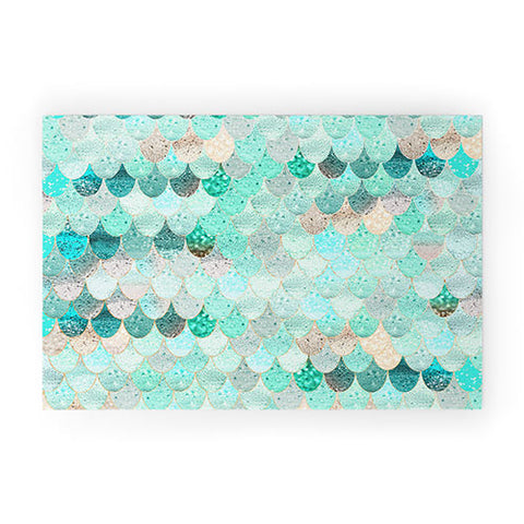 Monika Strigel SUMMER MERMAID MINT AND GOLD Welcome Mat