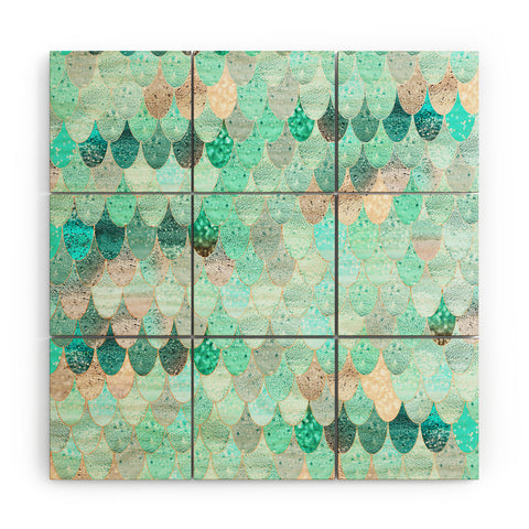 Monika Strigel SUMMER MERMAID MINT AND GOLD Wood Wall Mural