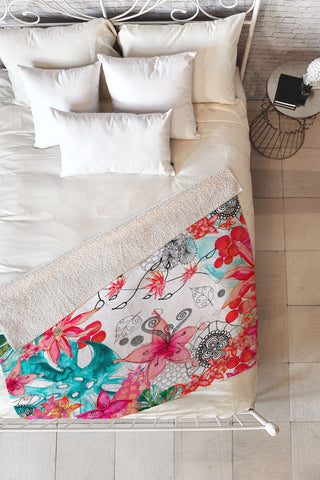 Monika Strigel Tropical Garden Fleece Throw Blanket