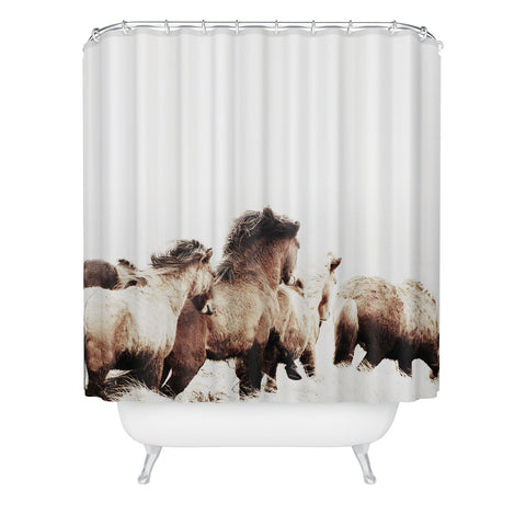 Monika Strigel WILD AND FREE 2 HORSES OF ICE Shower Curtain