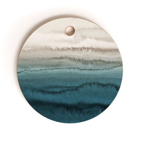 Monika Strigel WITHIN THE TIDES CRASHING WAVES TEAL Cutting Board Round