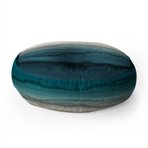 Monika Strigel WITHIN THE TIDES CRASHING WAVES TEAL Floor Pillow Round