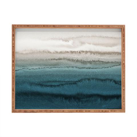 Monika Strigel WITHIN THE TIDES CRASHING WAVES TEAL Rectangular Tray