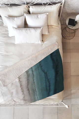 Monika Strigel WITHIN THE TIDES CRASHING WAVES TEAL Fleece Throw Blanket