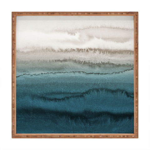 Monika Strigel WITHIN THE TIDES CRASHING WAVES TEAL Square Tray