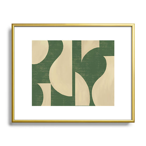 MoonlightPrint Abstract vase collage green Metal Framed Art Print