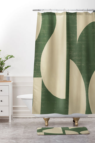 MoonlightPrint Abstract vase collage green Shower Curtain And Mat