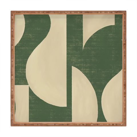 MoonlightPrint Abstract vase collage green Square Tray