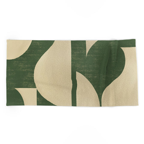 MoonlightPrint Abstract vase collage green Beach Towel