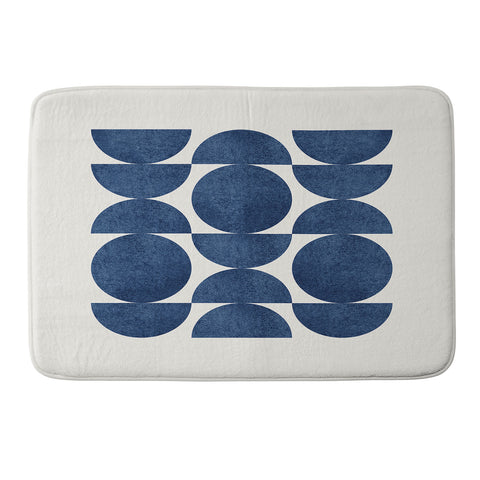 MoonlightPrint Blue navy retro scandinavian mid century Memory Foam Bath Mat