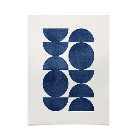 MoonlightPrint Blue navy retro scandinavian mid century Poster