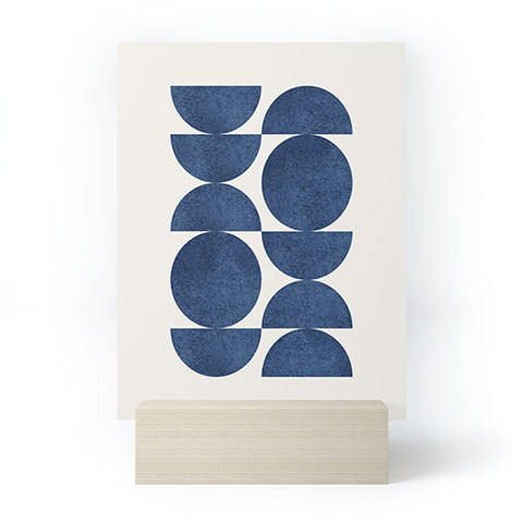 MoonlightPrint Blue navy retro scandinavian mid century Mini Art Print