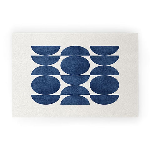 MoonlightPrint Blue navy retro scandinavian mid century Welcome Mat
