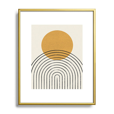 MoonlightPrint Gold Sun rainbow midcentury full Metal Framed Art Print