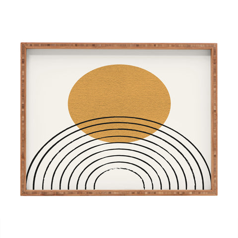 MoonlightPrint Gold Sun rainbow midcentury full Rectangular Tray