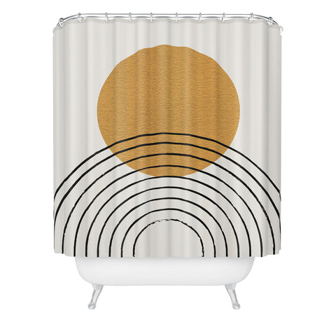 MoonlightPrint Gold Sun rainbow midcentury full Shower Curtain