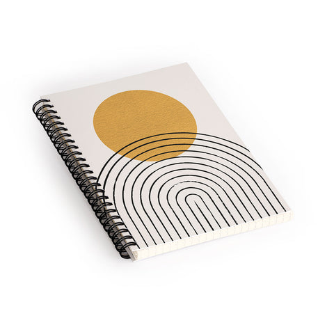 MoonlightPrint Gold Sun rainbow midcentury full Spiral Notebook