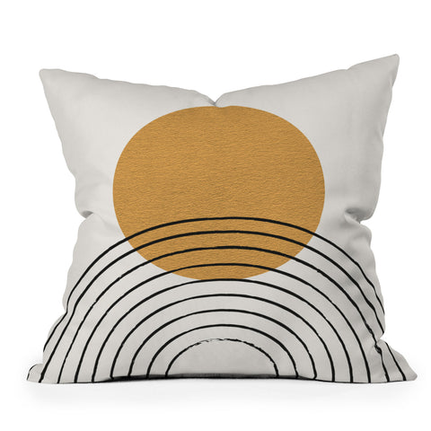 MoonlightPrint Gold Sun rainbow midcentury full Throw Pillow
