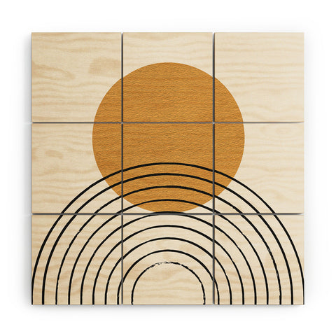 MoonlightPrint Gold Sun rainbow midcentury full Wood Wall Mural