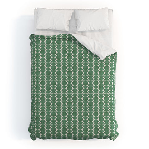 MoonlightPrint Green Retro Scandinavian Duvet Cover