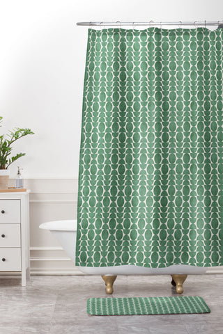 MoonlightPrint Green Retro Scandinavian Shower Curtain And Mat
