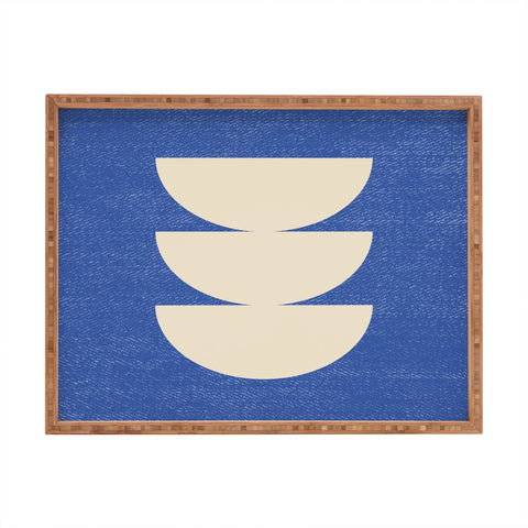 MoonlightPrint Half Circle 3 Blue Texture Rectangular Tray