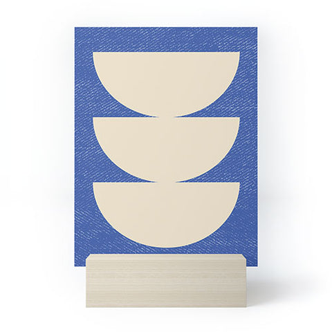 MoonlightPrint Half Circle 3 Blue Texture Mini Art Print