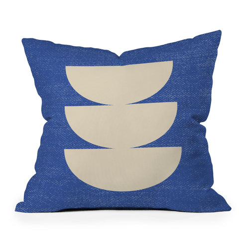 MoonlightPrint Half Circle 3 Blue Texture Throw Pillow