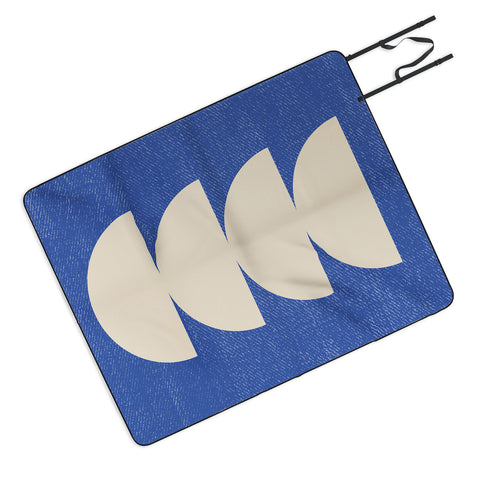 MoonlightPrint Half Circle 3 Blue Texture Picnic Blanket