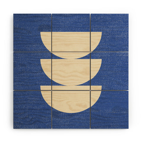 MoonlightPrint Half Circle 3 Blue Texture Wood Wall Mural