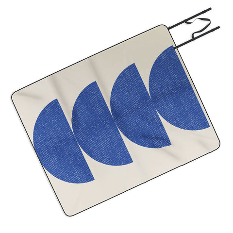 MoonlightPrint Half Circle 3 Blue Picnic Blanket