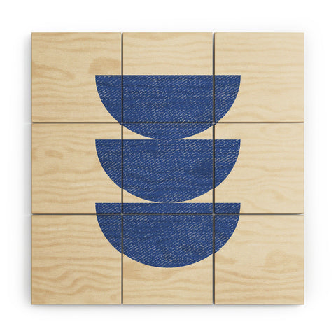 MoonlightPrint Half Circle 3 Blue Wood Wall Mural