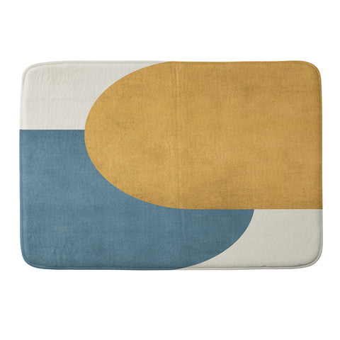 MoonlightPrint Halfmoon Colorblock Gold Blue Memory Foam Bath Mat