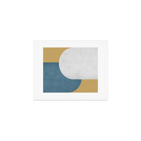 MoonlightPrint Halfmoon Colorblock White Blue on Gold Art Print