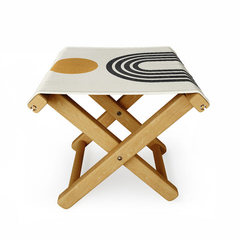 MoonlightPrint Mid century modern gold sun Folding Stool