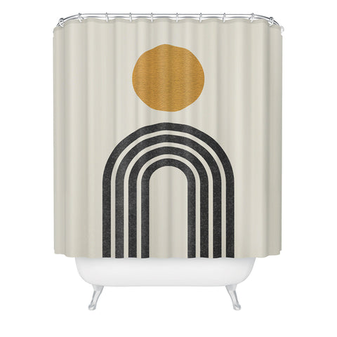 MoonlightPrint Mid century modern gold sun Shower Curtain
