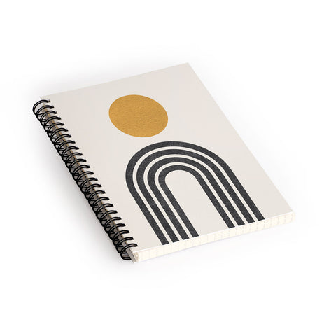 MoonlightPrint Mid century modern gold sun Spiral Notebook