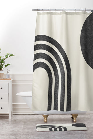 MoonlightPrint Mid century modern Rainbow bk Shower Curtain And Mat