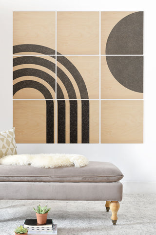 MoonlightPrint Mid century modern Rainbow bk Wood Wall Mural