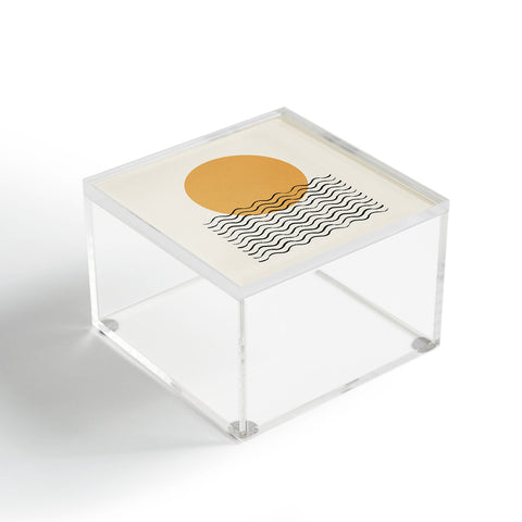 MoonlightPrint Ocean wave gold sunrise mid century Acrylic Box
